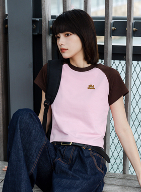 PSO Brand男装女装马卡龙配色可爱小狗插肩袖短袖T恤情侣装国潮夏