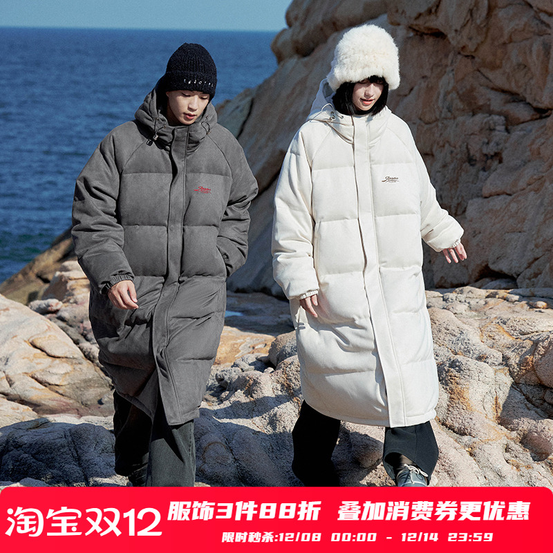 PSO Brand男装女装90绒长款羽绒服女款冬季保暖厚外套情侣装潮牌