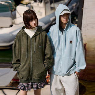 高街仿麂皮刺绣连帽开衫 PSO 磨毛感美式 女装 卫衣外套潮 Brand男装