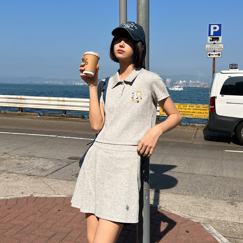 PSO Brand女装290克爽棉珠地面料花花小兔短袖POLO衫夏季翻领T恤