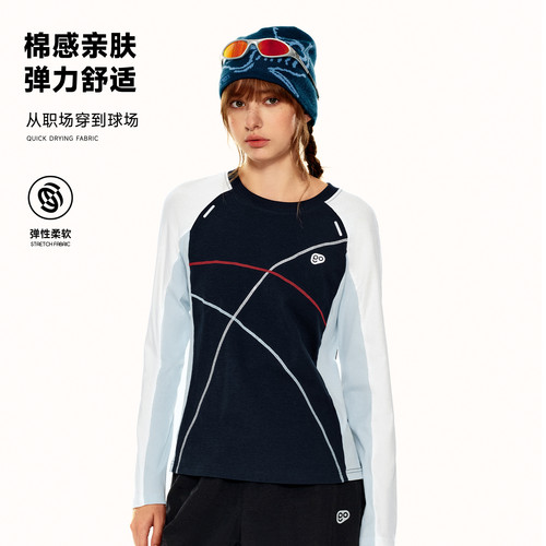 PSO Brand男装女装索罗娜撞色运动长袖t恤休闲健身圆领上衣情侣