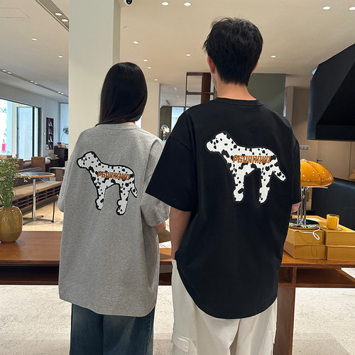 PSO Brand男装女装【凉感】针织可爱斑点狗印花圆领短袖夏T恤潮流