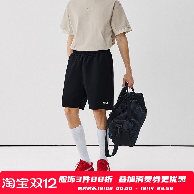 PSO Brand男装女装刺绣运动针织黑色短裤男款夏休闲沙滩中腰直筒