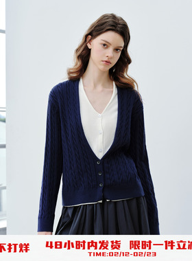 PSO Brand女装假两件长袖红色毛衣外套女冬季休闲针织上衣毛线衣