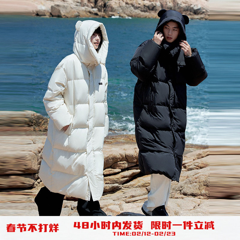 PSO Brand男装女装三防90绒长款羽绒服女款冬季厚外套情侣装潮牌