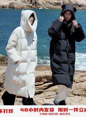 PSO Brand男装女装三防90绒长款羽绒服女款冬季厚外套情侣装潮牌