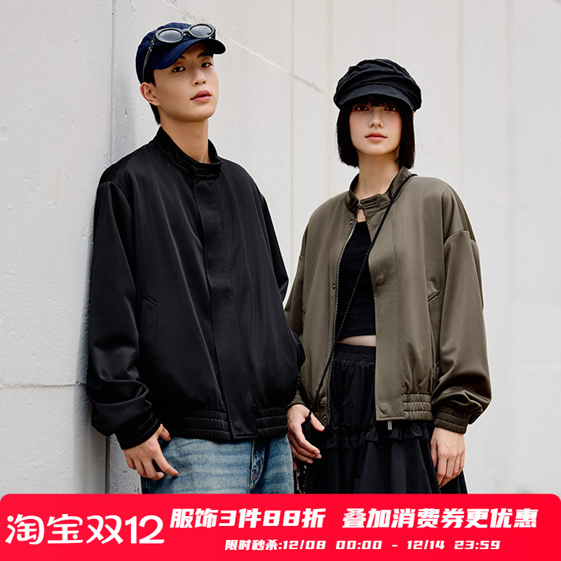 PSO Brand男装女装丝光针织立领拉链开襟新中式夹克上衣外套秋国