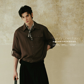 Brand男装 女装 天丝亚麻老钱风古巴领长袖 PSO 衬衫 宽松休闲外套