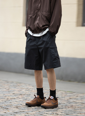 PSO Brand男装女装【WHITE系列】斜式腰头休闲黑色五分短裤夏季