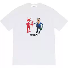 Ss23 Business Tee Cartoon and Devil Deal Letter Print Round Neck Short-Sleeved T-Shirt for Men and Women Loose Fit