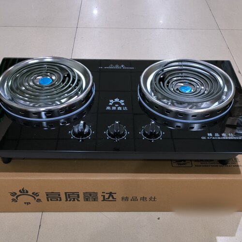 高原鑫达220V台嵌两用电热管三开关双电灶(360度调温开关)无插头