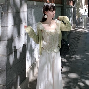 Emilyying夏季 新款 浅绿色甜美外穿长袖 防晒针织开衫