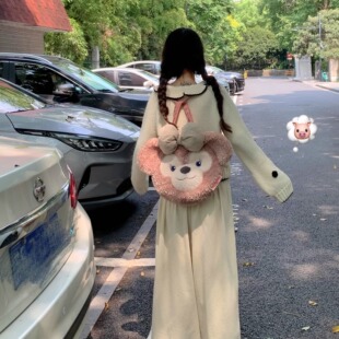 krismerryland秋冬米色全棉软糯百搭灯芯绒休闲阔腿裤