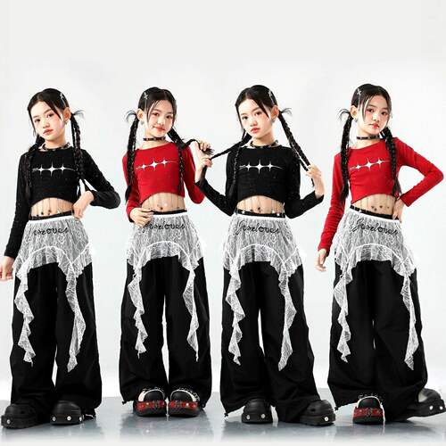 元旦儿童街舞服女童jazz露脐爵士舞表演潮装女孩模特走秀甜酷女团