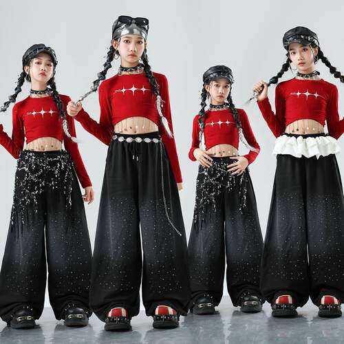 少儿爵士舞服装女孩T台走秀潮时髦潮酷表演服儿童女团舞蹈演出服