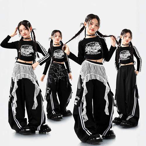 元旦儿童街舞服春秋女孩露脐jazz爵士舞表演潮装模特走秀练功女团