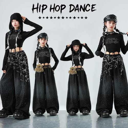 爵士舞女童服装潮酷时髦jazz韩版儿童模特走秀套装女团舞蹈演出服