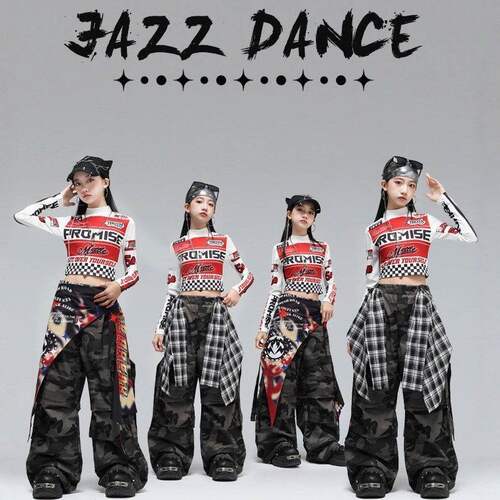 女童爵士舞演出服潮酷时髦机车服上衣儿童jazz走秀炸街舞女孩服装