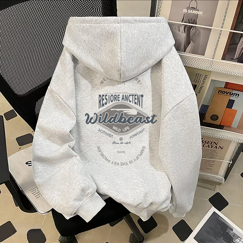 奥特莱斯~专柜外贸尾货捡漏加绒连帽卫衣外穿2025秋冬季男款美式