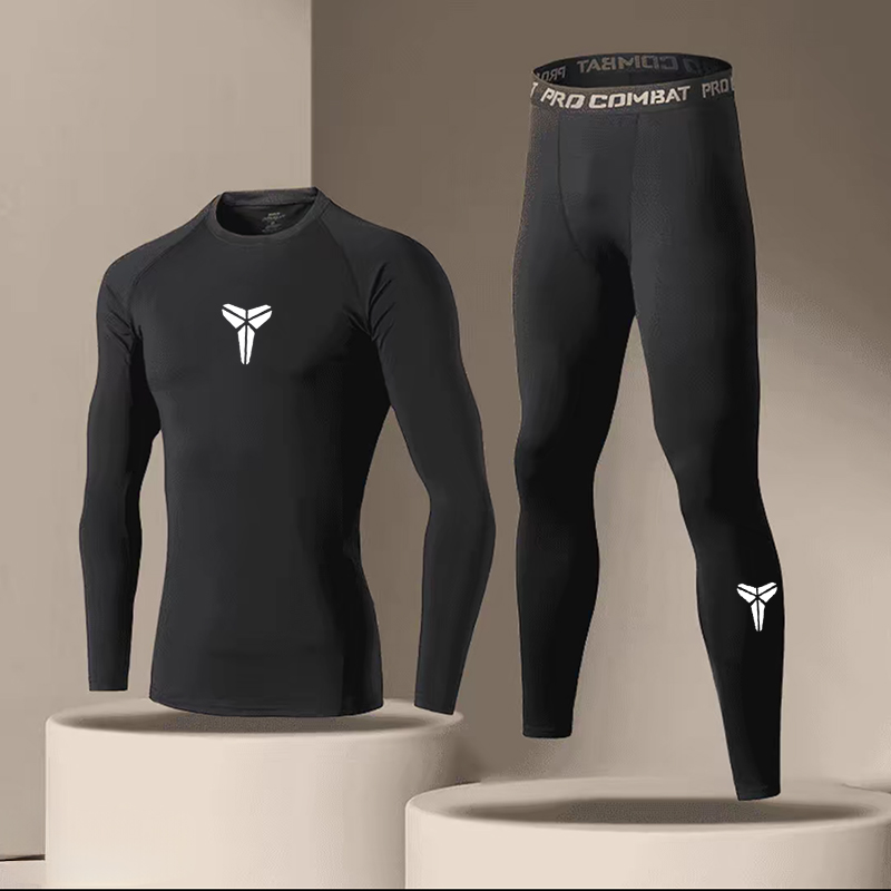 科比速干紧身衣套装男跑步健身训练服登山秋冬运动内衣高弹打底裤