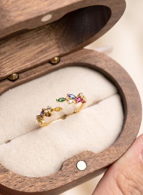 今饰有约爆闪多巴胺彩色麦穗戒指