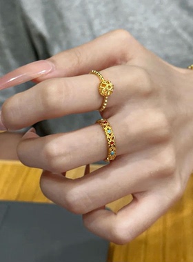 今饰有约中古锦绣繁华叠戴戒指女