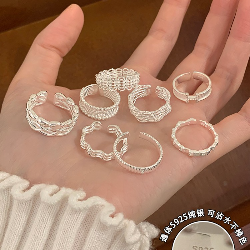 今饰有约蕾丝几何宽面戒指女