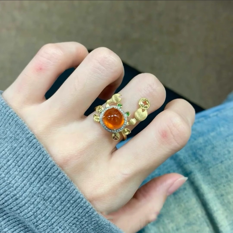 今饰有约国朝古法可爱螃蟹戒指