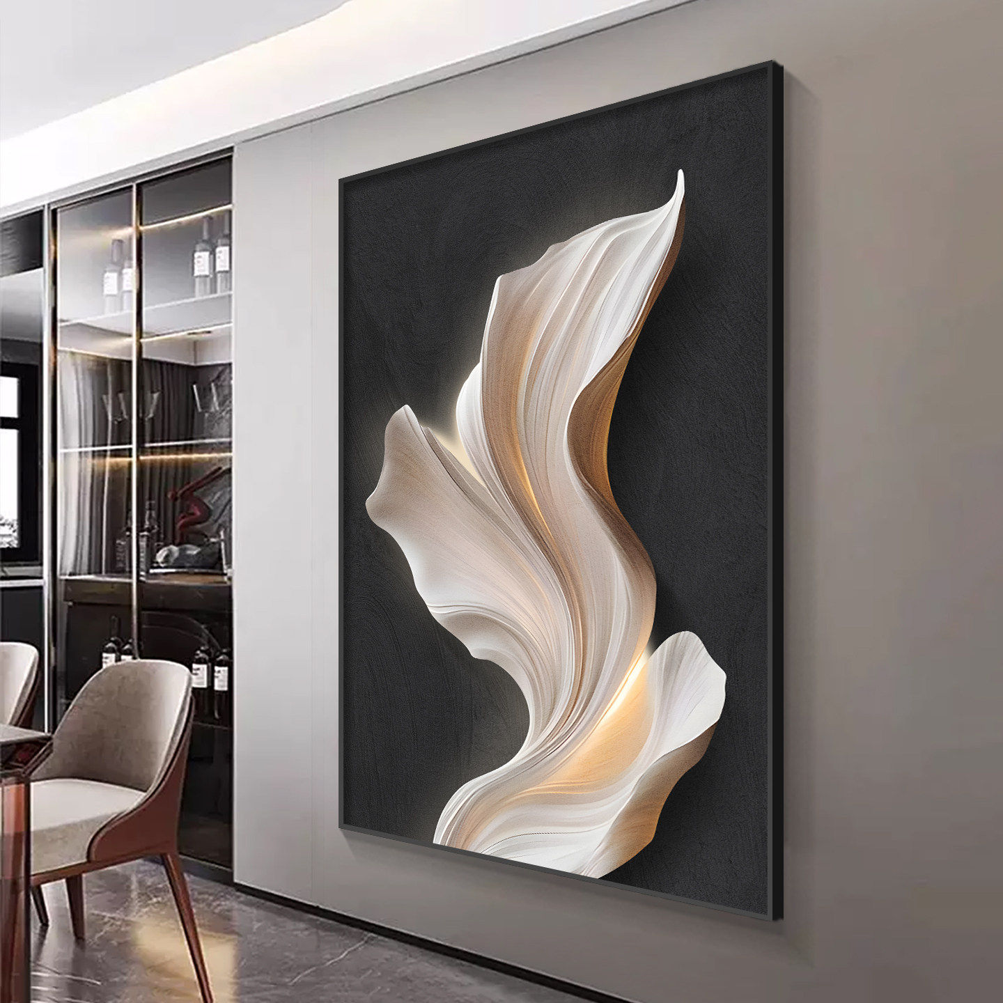 意式极简客厅落地挂画轻奢高级感沙发背景墙装饰画玄关走廊壁灯画