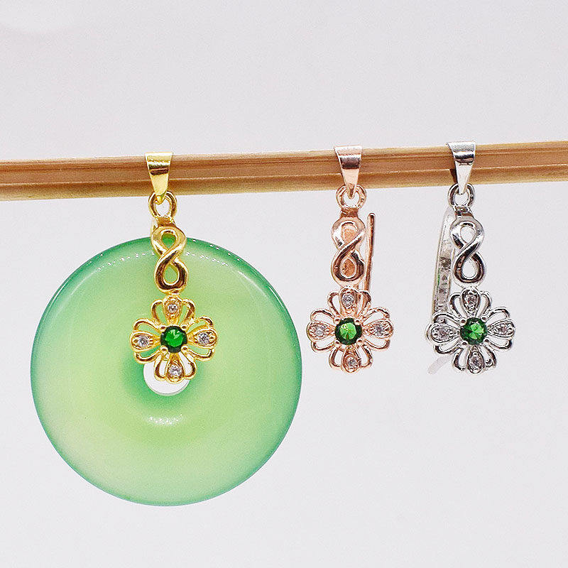 925镀银吊坠扣头 银扣银夹扣玉石翡翠蜜蜡琥珀项链卡扣八字平安扣