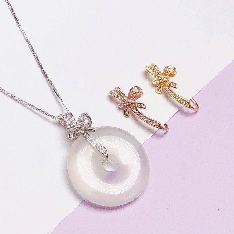 新款18k金平安扣夹扣翡翠玉石银卡扣项链连佛接头扣万能吊坠扣头