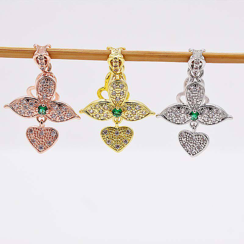 925镀银平安扣夹扣配件吊坠扣子蜜蜡扣翡翠玉石水晶银夹扣头配件