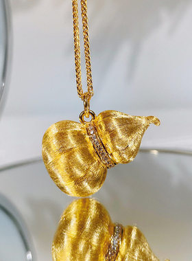 拉丝镶钻南瓜葫芦项链精致吊坠