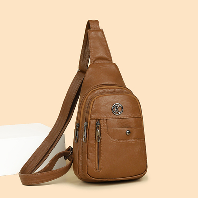 罗博兔软皮胸包女2026新款简约时尚百搭单肩斜挎包休闲旅行小背包