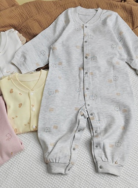 婴蓓乐婴儿连体衣春秋纯棉长袖睡衣春秋装初生宝宝哈衣爬服婴儿