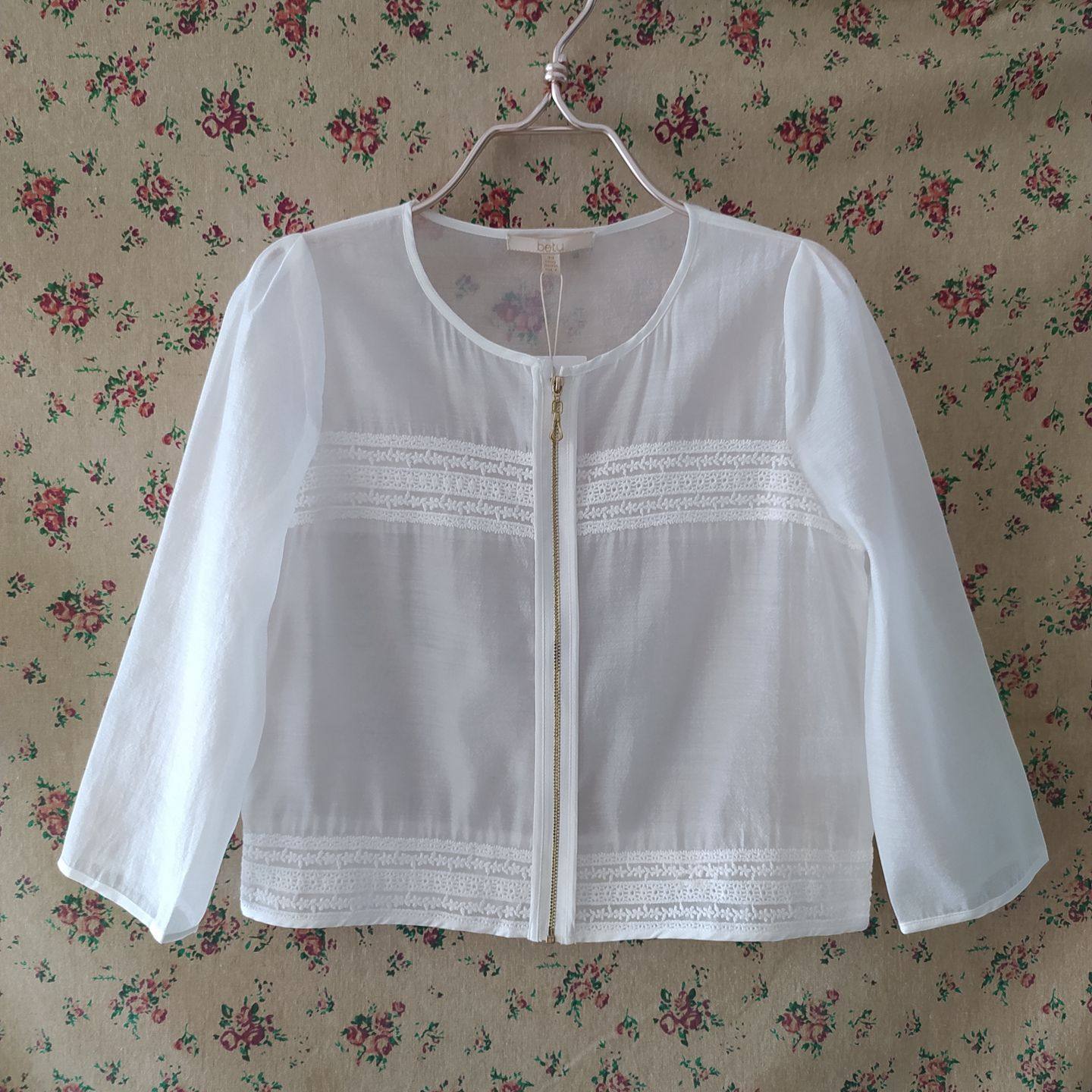 专柜正品亚麻风米白色拉链短外套女蕾丝拼接气质小外套A25,女装/女士精品,短外套,淘宝优惠券,粉丝福利购,淘宝优惠卷