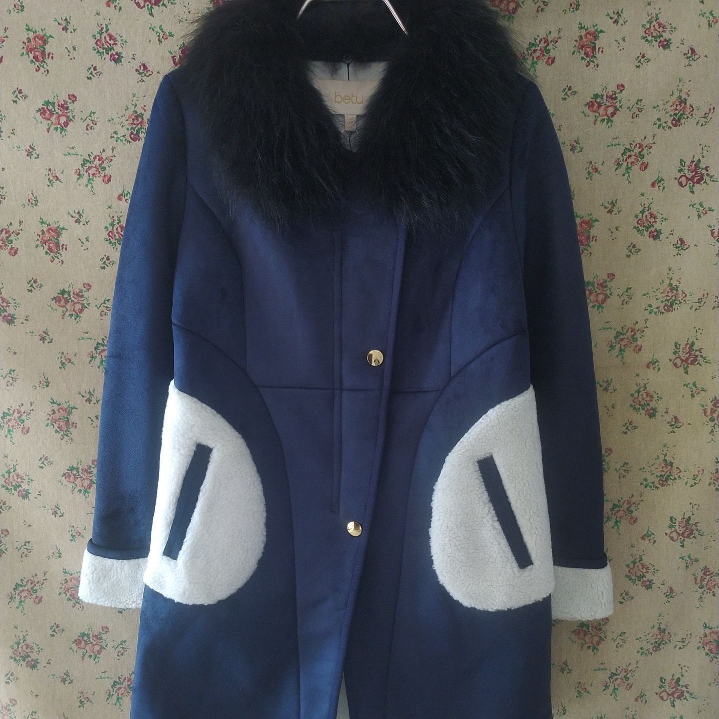 百图毛领皮毛一体外套大衣中褛