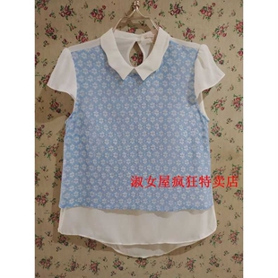 式 衬衫 背心蕾丝拼接雪纺衬衣洋气上衣T20 清仓捡漏专柜大牌 正品