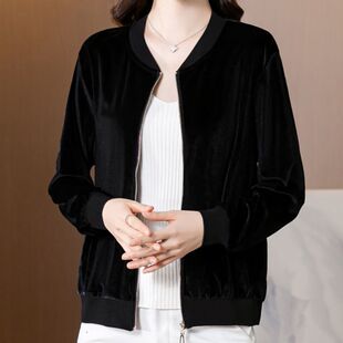 金丝绒洋气棒球服女2025秋冬新款时尚百搭大码上衣长袖洋气短外套