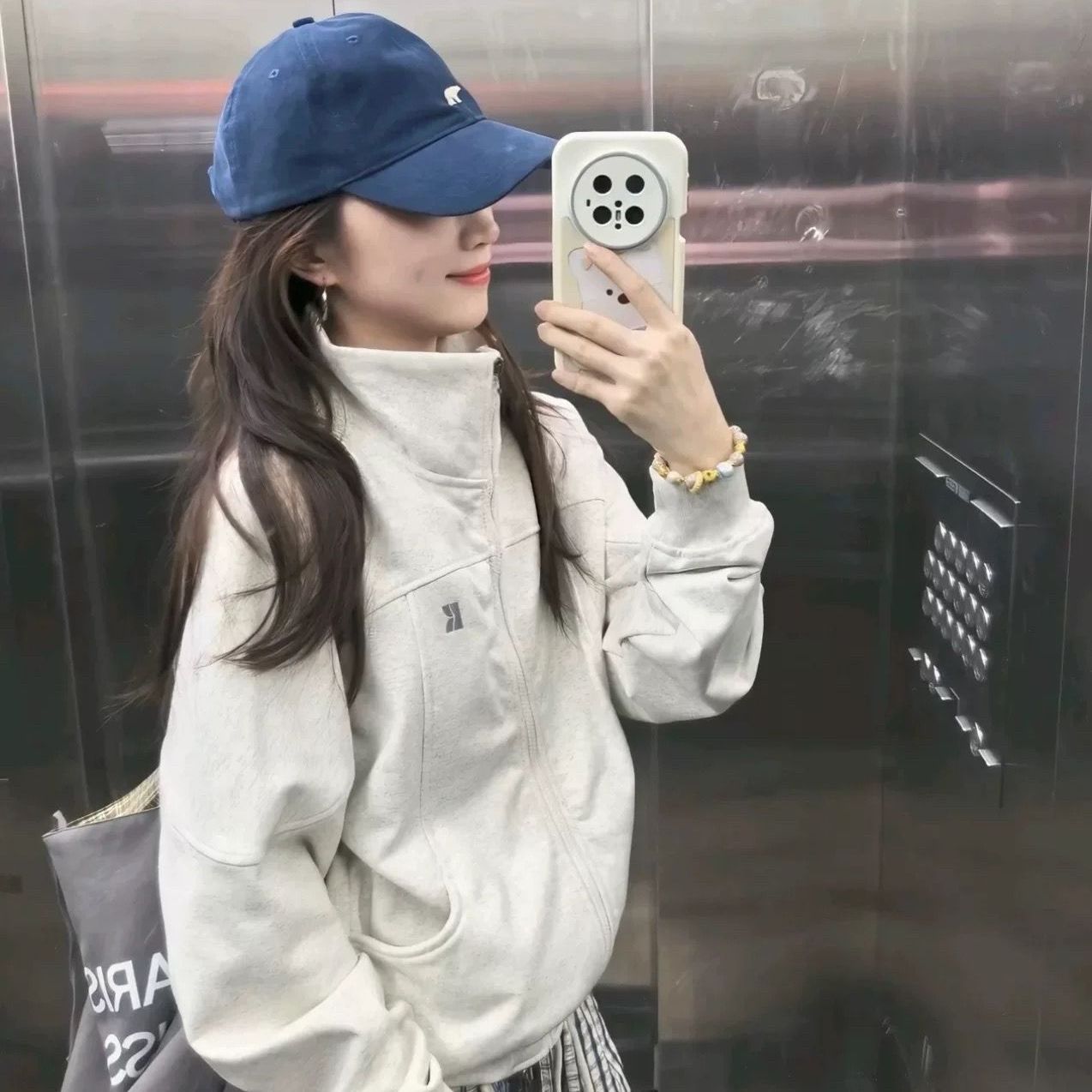 2025新款美式复古字母印花立领卫衣女宽松休闲百搭外套上衣