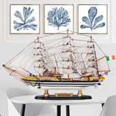 韦斯普奇号实木质帆船模型家居装饰摆件乔迁送人高端礼品一帆风顺
