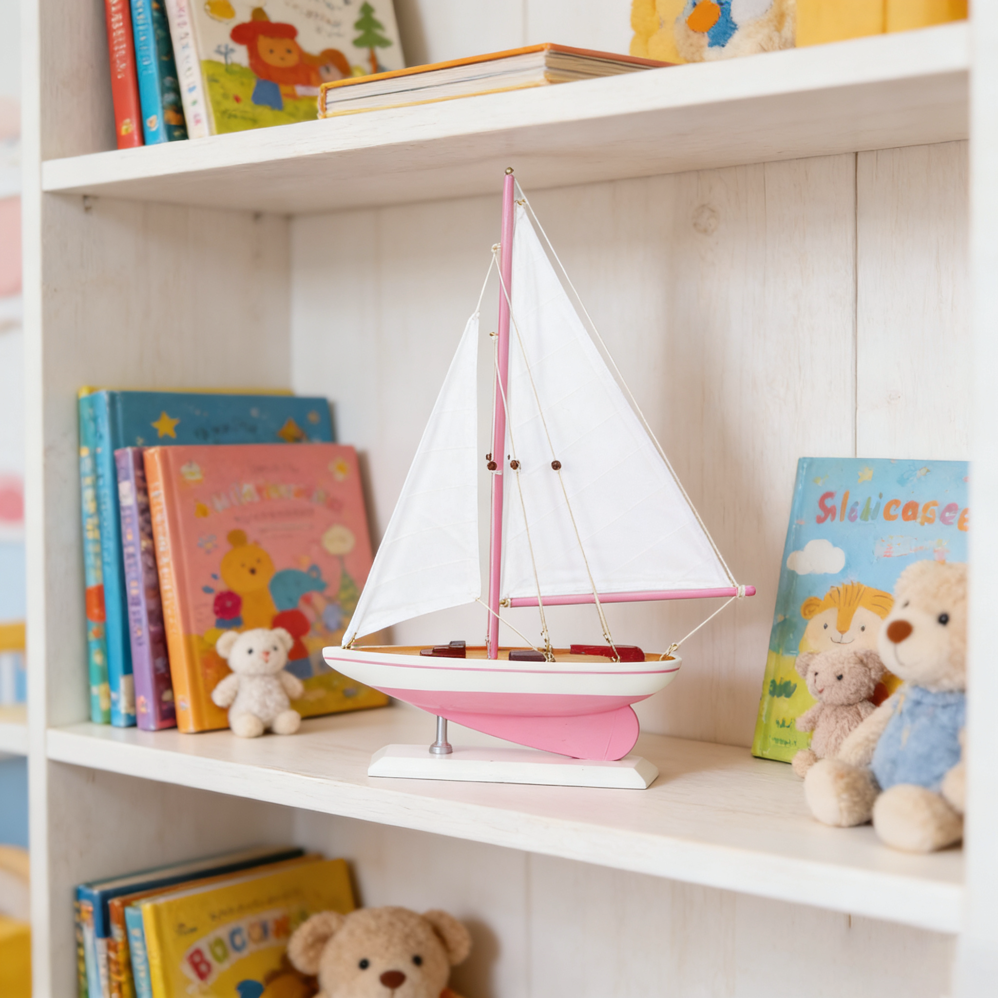 北欧粉色帆船模型摆件生日礼物