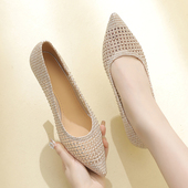 浅口高跟鞋 包头网纱凉鞋 软底镂空单鞋 夏季 女2025新款 百搭尖头女鞋