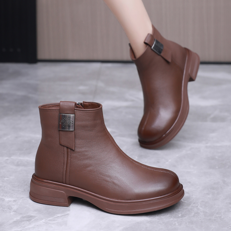 全羊皮平底马丁靴英伦风真皮短靴