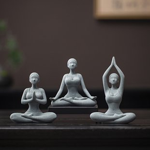 创意瑜伽少女体式艺术造型人物工艺品摆件家居桌面瑜伽馆装饰