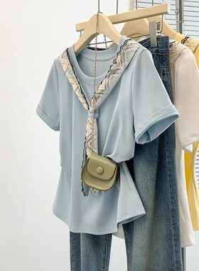 进口正版2026夏装新款胖mm大码女装时尚减龄短袖加宽大码r恤上衣