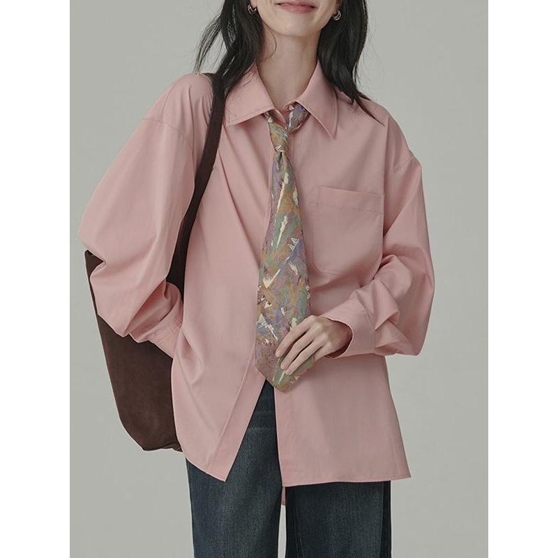 进口饭馆 HAVE/RICE白桃薄荷清爽衬衣 垂坠不易皱春日基础纯色衬