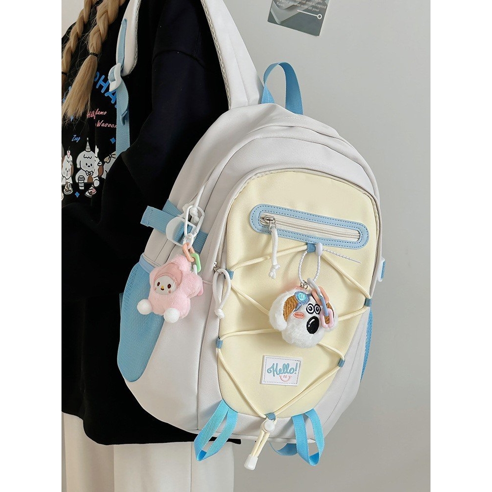 进口双肩包轻便小众设计简约字母初高中大学生书包户外小清新双肩