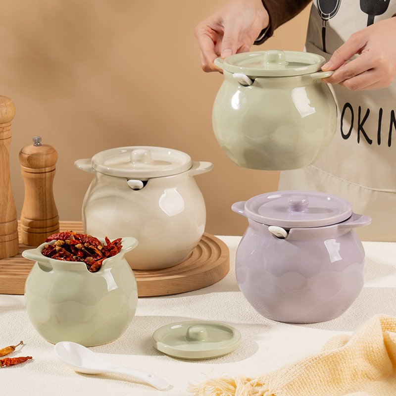 进口猪油罐家用陶瓷耐高温荤油罐厨房装猪油罐辣椒油罐专用调味调