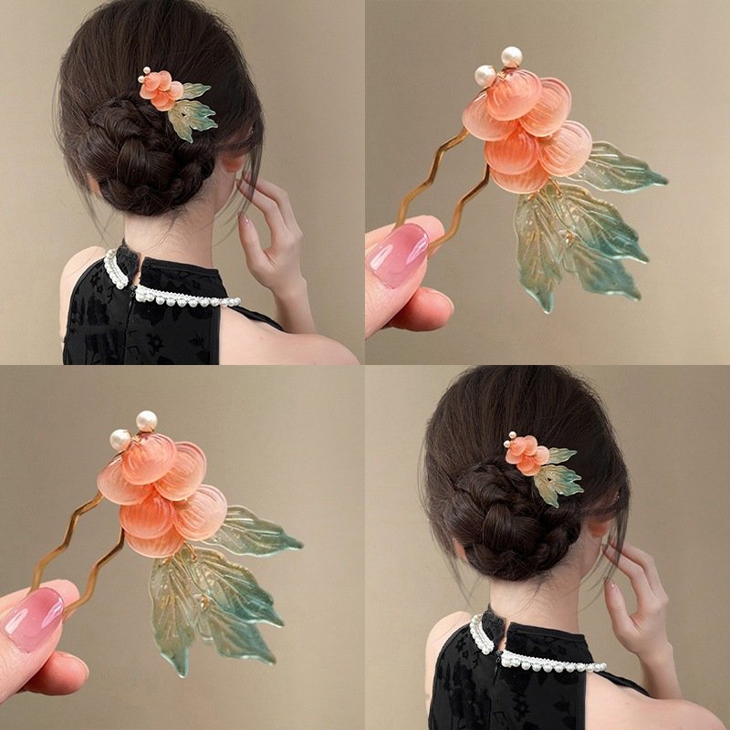 进口浮光映鲤~金鱼发簪新中式国风高级感后脑勺盘发发钗旗袍配饰